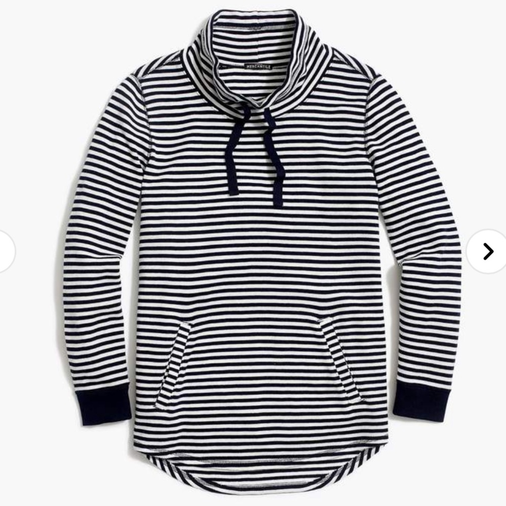 J. Crew Striped Waffle Funnelneck Sweatshirt
